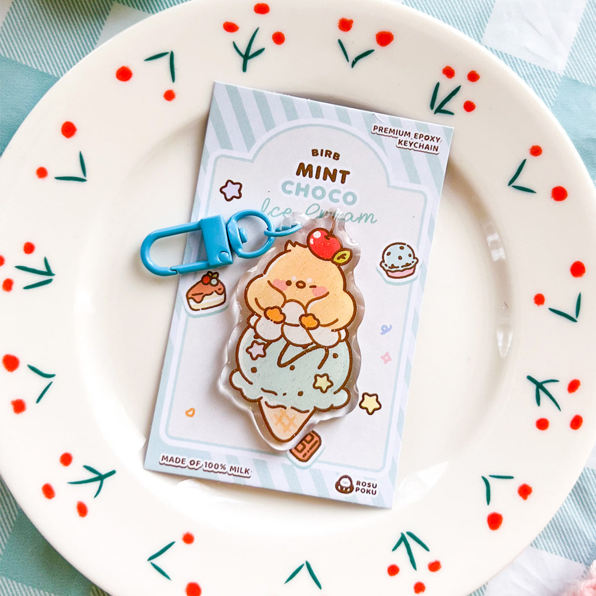 Birb Mint Choco Ice Cream Keychain